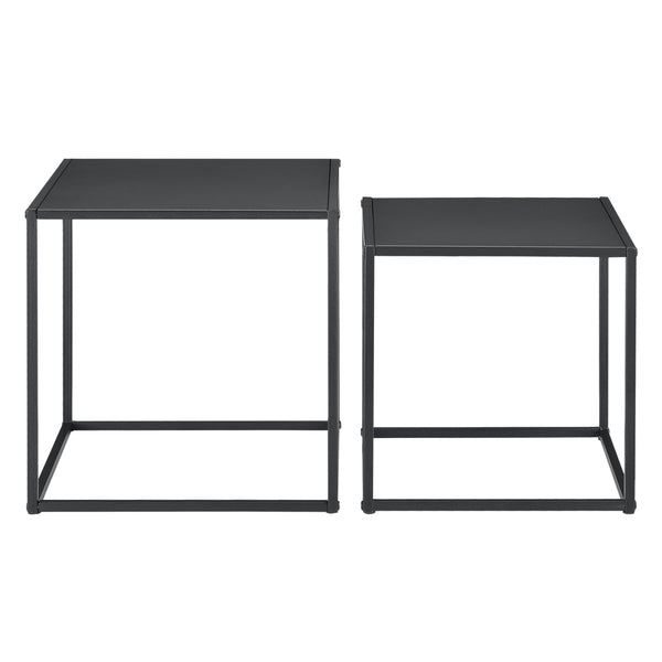 Lot de 2 Tables Basses Morsum Forme Carré Noir Mat [en.casa]