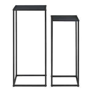 Lot de 2 Tables Hautes Gigognes Riziano en Métal Noir Mat [en.casa]