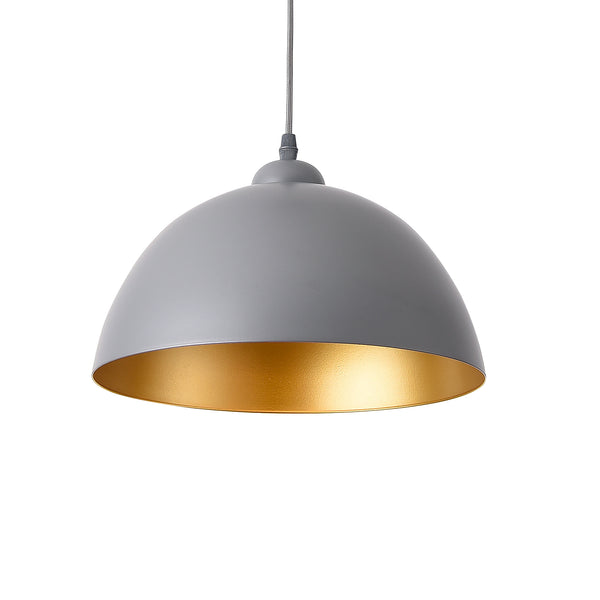 Lot de 2 Lampes à Suspension Toulon Hauteur Réglable Métal E27 Diamètre 30 cm Gris Doré [lux.pro]
