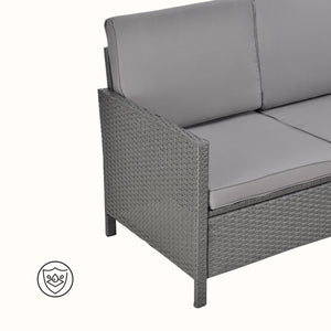 Salon de Jardin Design Rattan 4 Places Acier Polyrotin Verre Polyester Gris [en.casa]