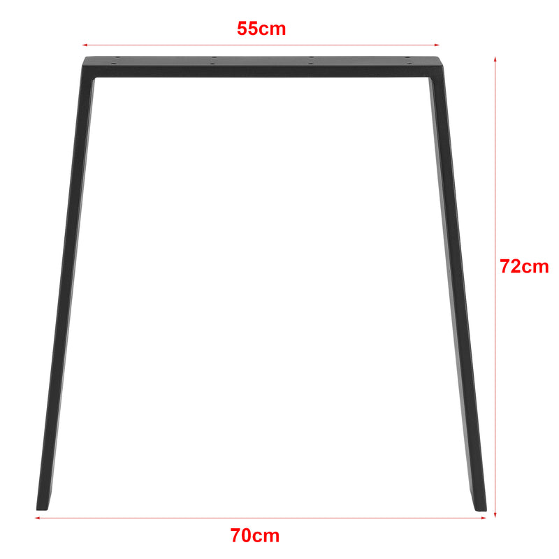 Croquis coté Set de 2 Pieds de Table Kraftisried DIY en Acier 55 - 70 x 72 cm Noir Mat [en.casa]
