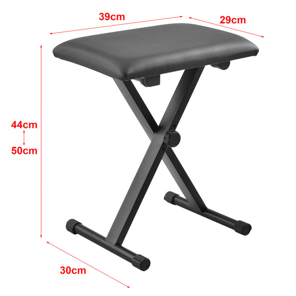 Support Double pour Clavier à Sangles Troués avec Banquette Stand Solide et Siège Pliables pour Piano Numérique Table de Mixage Hauteur et Largeur Réglables Capacité de Charge 25 kg Fer Noir [en.casa]