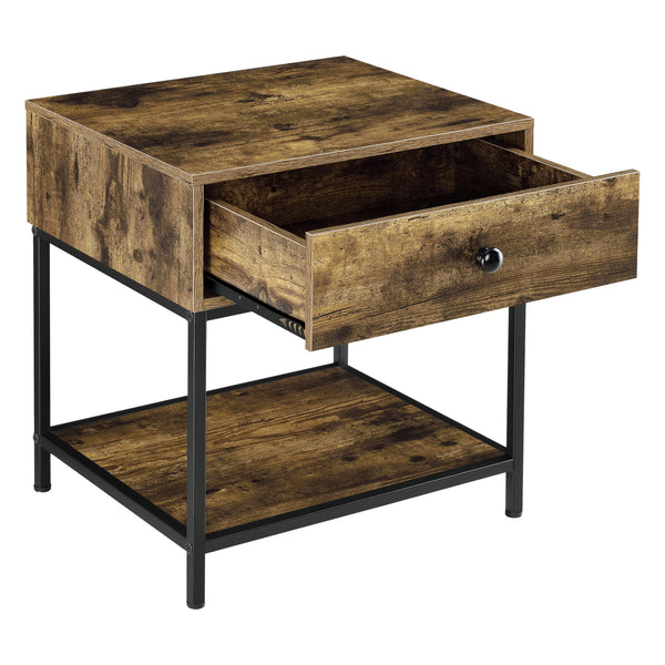 Bijzettafel Bjuv met lade 49x45x39 cm zwart en houtkleurig