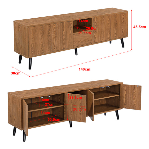 Meuble TV Hedemora 140 x 30 x 46 cm Effet Bois Foncé [en.casa]