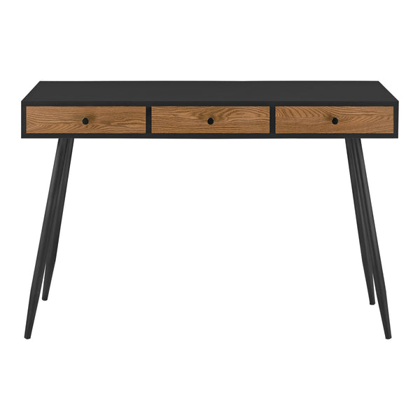 Bureau Tumba à 3 Tiroirs 75 x 115 x 48 cm Effet Bois Foncé Noir [en.casa]