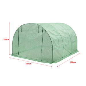 Serre de jardin tunnel Dornbirn en acier et polyéthylène 300 x 300 x 200 cm vert [en.casa]