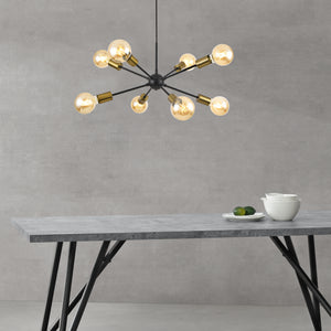 [lux.pro] Hanglamp Amiens metaal 8xE27 zwart en messing