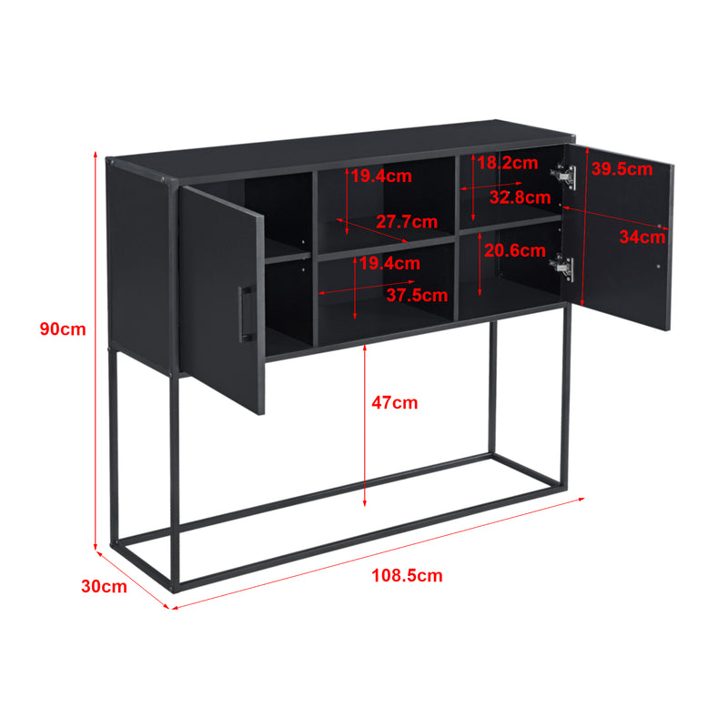 Croquis coté Commode Moderne Motala 90 x 109 x 30 cm Noir [en.casa]