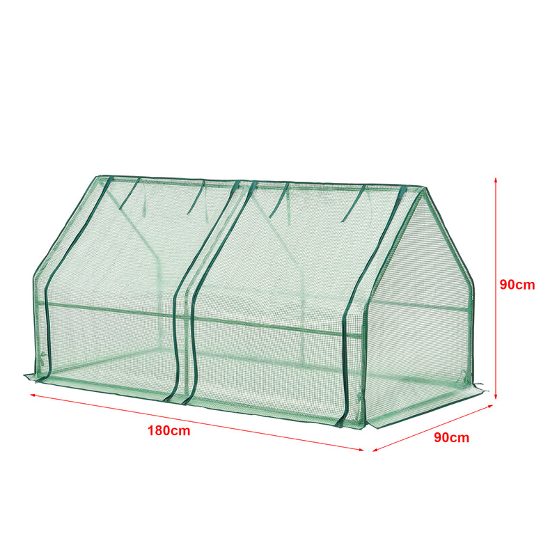 Croquis coté Châssis de jardin Nissewaard à 2 fenêtres en acier et polyéthylène 180 x 90 x 90 cm vert [en.casa]