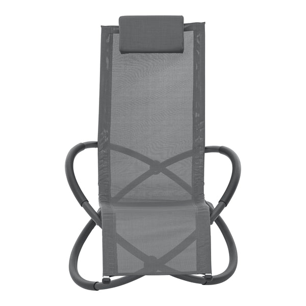 [en.casa] Ligstoel Pulsano schommelstoel 166x74x86 cm donkergrijs