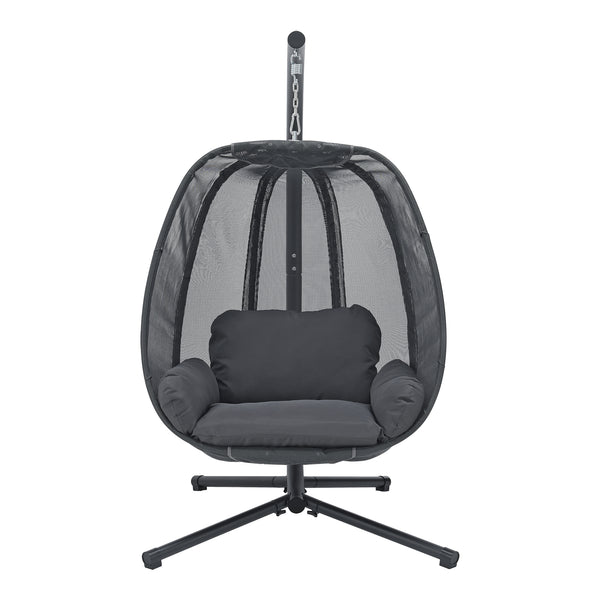 [en.casa] Hangstoel Abegondo met standaard en kussens donkergrijs