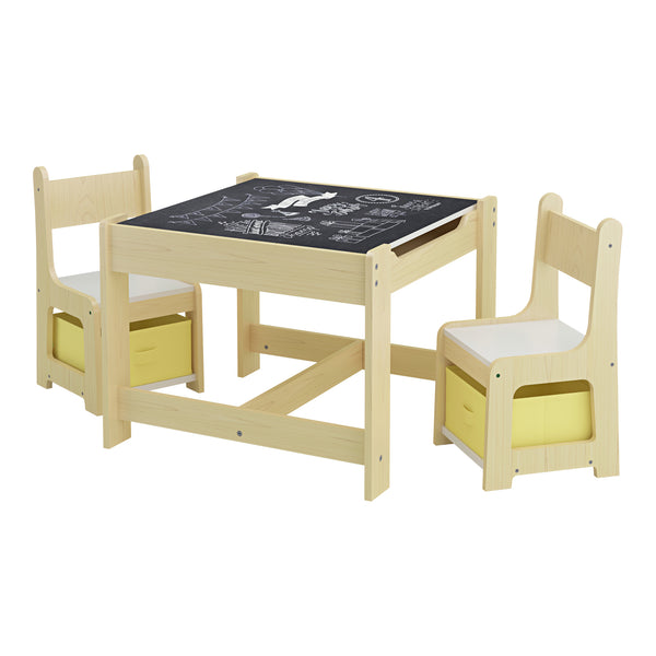 Ensemble table et chaises pour enfants Irixoa avec 2 boîtes de rangement [en.casa]