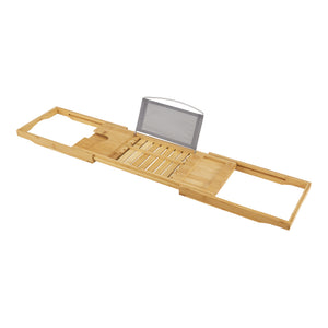 Plateau de baignoire Orivesi avec porte-livre et porte-verre en bambou [en.casa]