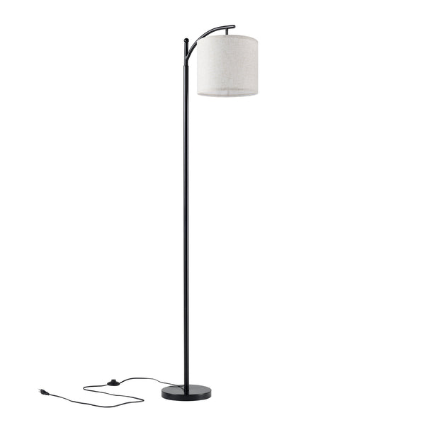 [lux.pro] Staande lamp Coventry E27 metaal stof 180 cm zwart en beige