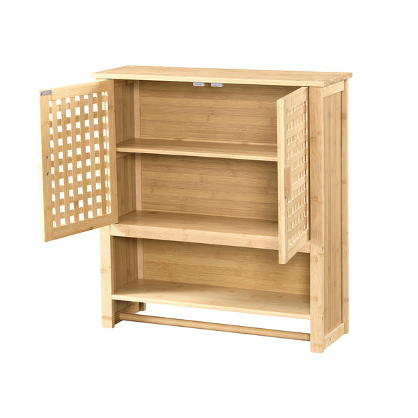 [en.casa] Badkamerkast Borlänge bamboe 66x62x20 cm met handdoekhouder