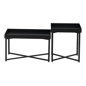 Set de 2 tables basses Heinola à bord haut de tailles différentes noir mat [en.casa]