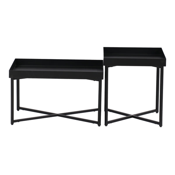 Set de 2 tables basses Heinola à bord haut de tailles différentes noir mat [en.casa]