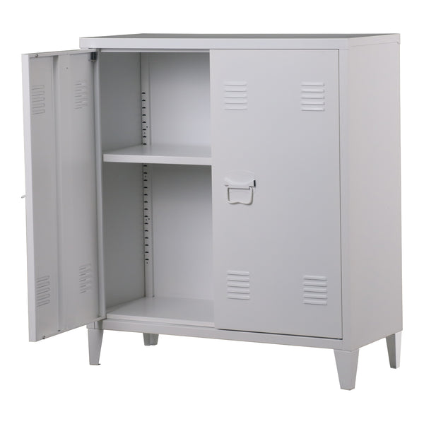 Casier de bureau métallique Oripää à 2 portes 90 x 80 x 33 cm blanc [en.casa]