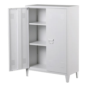 Casier de bureau métallique Oripää à 2 portes 110 x 75 x 33 cm blanc [en.casa]