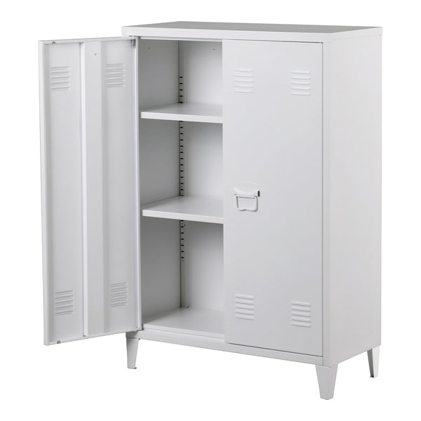 Casier de bureau métallique Oripää à 2 portes 110 x 75 x 33 cm blanc [en.casa]