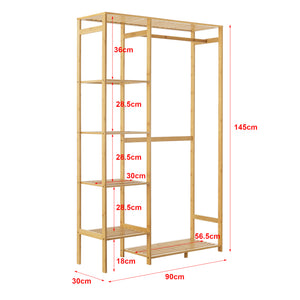 [en.casa] Bamboe kledingrek Eurajoki met planken 90x30x145 cm
