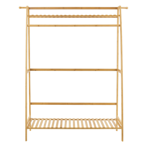 [en.casa] Bamboe kledingrek Föglö met kapstok 100x40x139 cm