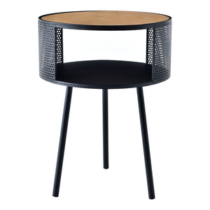 Table d'appoint Bjørnsund avec espace de stockage intérieur noir effet bois [en.casa]