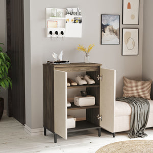 [en.casa] Schoenenkast Lieksa 85,5x60x35,5cm eiken grijs