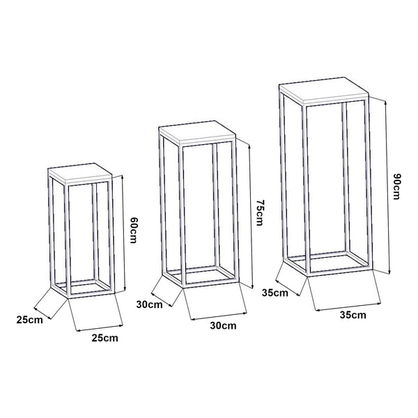 Bijzettafel set van 3 Kontiolahti zwart en houtkleurig
