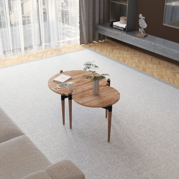 Table basse Kristinestad à double plateaux en pin [en.casa]