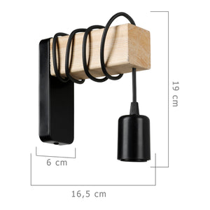 Applique murale Chelmsford 19 x 16,5 x 6 cm E27 noir / naturel [lux.pro]