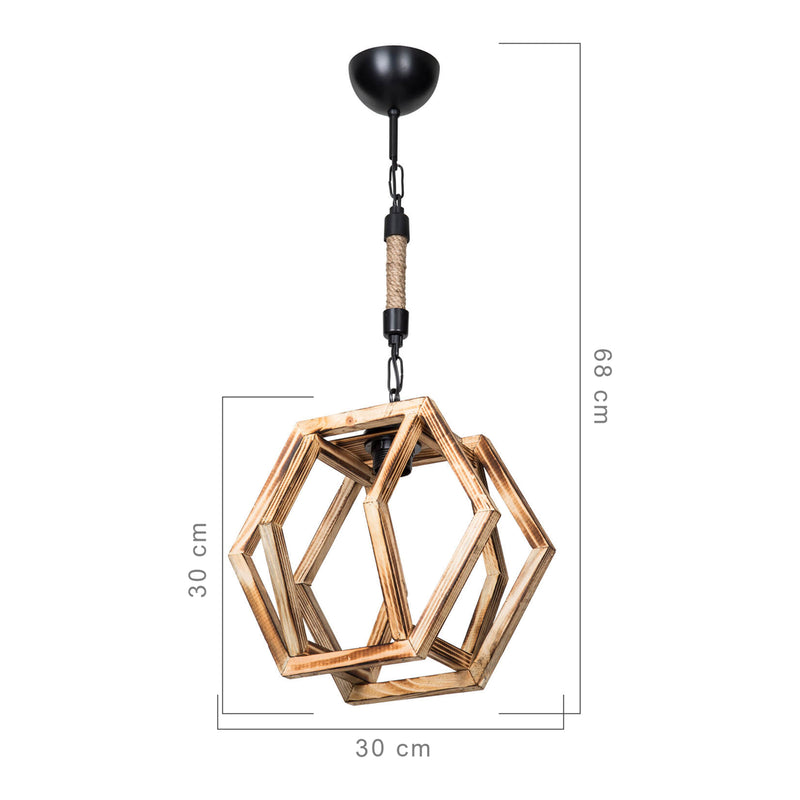 Maatschets [lux.pro] Hanglamp Cheltenham E27 zwart houtkleurig en jute