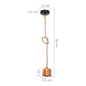 [lux.pro] Hanglamp Corby E27 zwart houtkleurig en jute