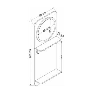 Portemanteau Helsinge avec miroir et espace de stockage 150 x 60 x 15 cm noir mat / effet bois [en.casa]
