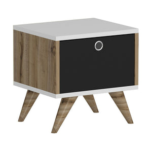 [en.casa] Nachtkastje Hinnerup 41x40x35 cm wit Eiken zwart