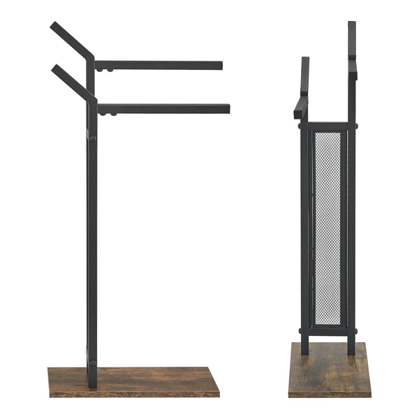 Porte-serviettes Telavi à 2 barres en acier et MDF 88 x 40 x 20 cm [en.casa]