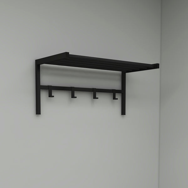 [en.casa] Wandkapstok Tolga met plank 32,5x69x34 cm zwart