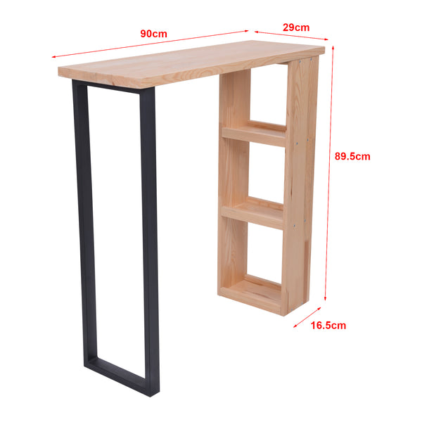 [en.casa] Bartafel Nørager met plank 89,5x90x29 cm houtkleurig en zwart