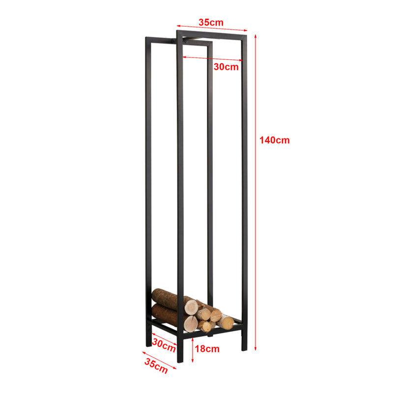 Croquis coté Range-bûches Taarbæk pour intérieur / extérieur 140 x 35 x 35 cm noir [en.casa]