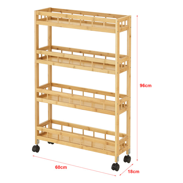 [en.casa] Keukentrolley Pyhäjoki met 4 planken 96x60x18 cm houtkleurig