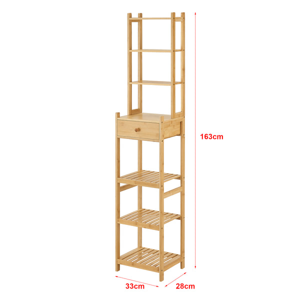 [en.casa] Staand rek Siilinjärvi bamboe 163x33x28 cm houtkleurig