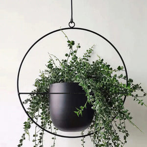 Lot de 2 supports de plante Opsterland à suspendre en métal noir [en.casa]