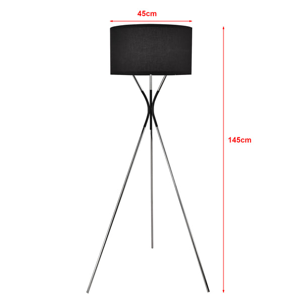Lampadaire Athlone E27 métal textile hauteur 145 cm argent noir [lux.pro]