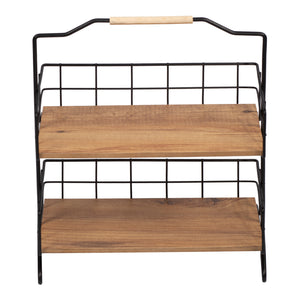 [en.casa] Badkamer organizer Sallingsund 41,5x32x15 cm zwart en houtkleurig