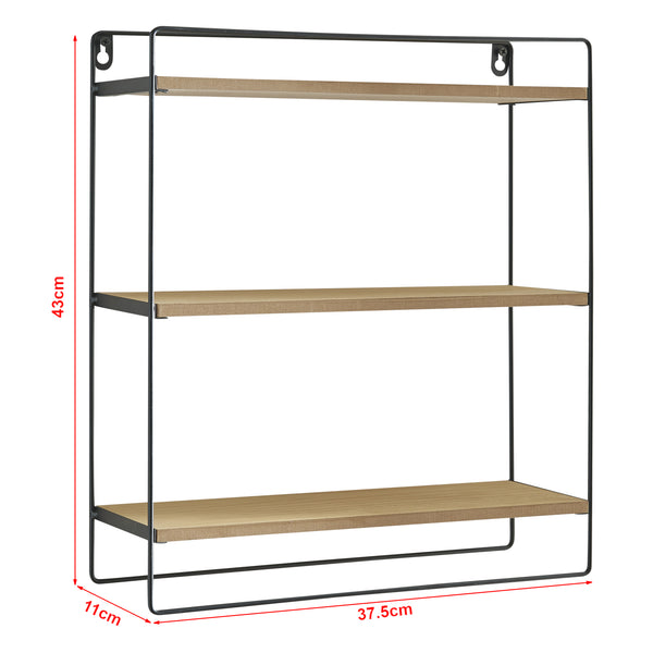 [en.casa] Wandrek Skovbo 43x37,5x11 cm zwart en houtkleurig