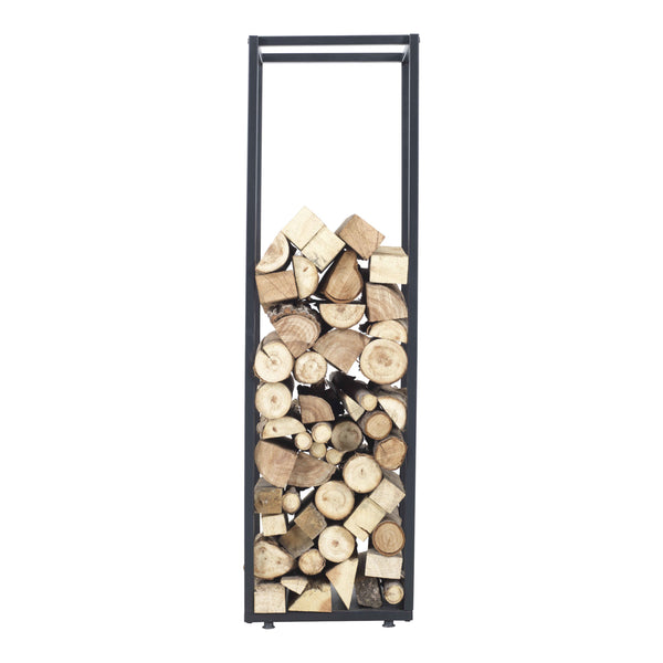 [en.casa] Brandhout rek Tornved houtopslag 35x35x120 cm zwart