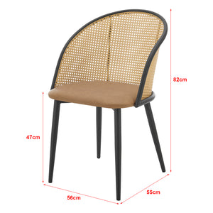 [en.casa] Eetkamerstoel Gagnef set van 2 bruin en zwart 82x56x55 cm