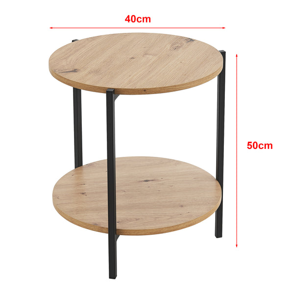 Table d'appoint Kuopio ronde 50 x 40 cm noir et effet bois [en.casa]