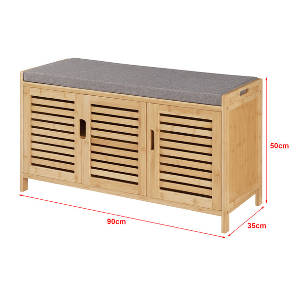 [en.casa] Schoenenkast Selk 50x90x35 cm bamboe grijs