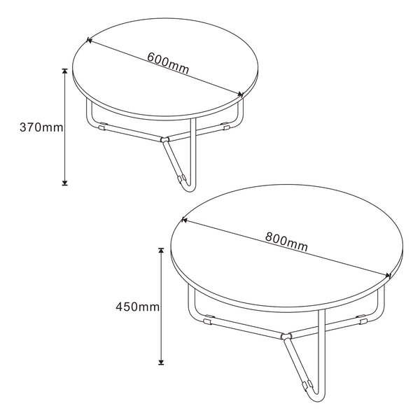Set de 2 tables basses gigognes Poxdorf effet marbre noir [en.casa]